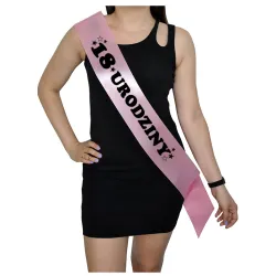 Szarfa RÓŻOWA Osiemnastka 18 Urodziny